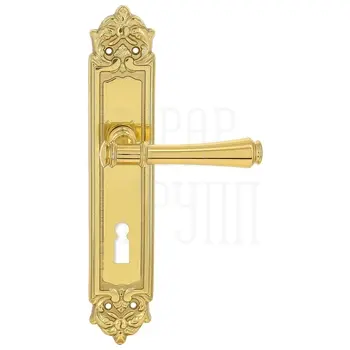 Дверная ручка Extreza 'PIERO' (Пиеро) 326 на планке PL02 полированное золото (cab) (KEY)