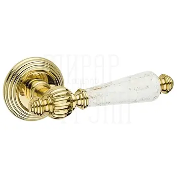 Дверная ручка на розетке Fimet 'Michelle' Porcellana 106P (269) золото + белая пыль