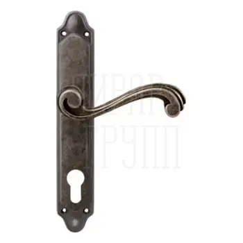 Дверная ручка на планке Melodia 225/158 'Cagliari' античное серебро (cyl)