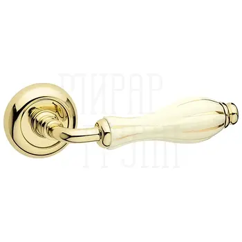 Дверная ручка на розетке Fimet 'Lady' 148 (231С) полированная латунь + керамика