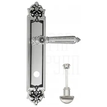 Дверная ручка Venezia 'CASTELLO' на планке PL96 натуральное серебро (wc)