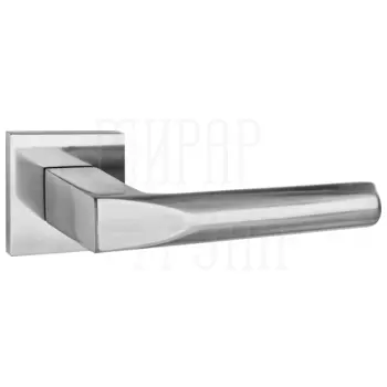 Дверные ручки Puerto (Пуэрто) 'Доппио', серия SLIM INAL 554-03 (slim) на тонком квадратном основании матовый никель