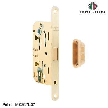 Замок врезной магнитный под цилиндр PORTA DI PARMA Polaris матовое золото