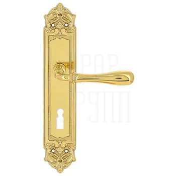 Дверная ручка Extreza 'CARRERA' (Каррера) 321 на планке PL02 полированное золото (cab) (KEY)