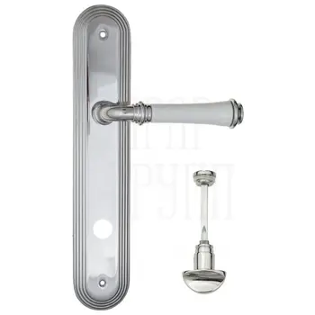 Дверная ручка Fratelli Cattini 'GRACIA CERAMICA BIANCO' на планке PL288 полированный хром (wc-2)