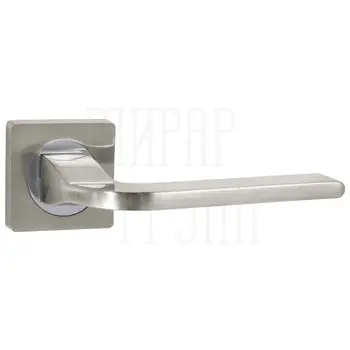 Дверная ручка Ajax (Аякс) на квадратной розетке 'SPLINE' JK матовый никель + хром