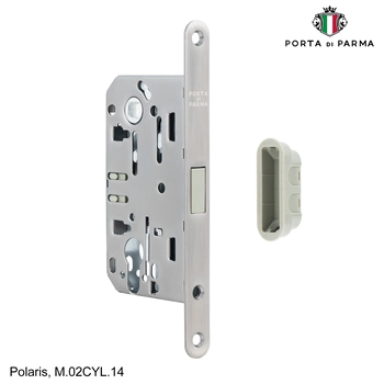 Замок врезной магнитный под цилиндр PORTA DI PARMA Polaris матовый никель
