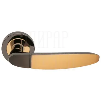 Дверные ручки на розетке Morelli Luxury 'Sail' черный хром + золото