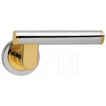 Дверные ручки на розетке Morelli Luxury 'Telescope' полированный хром + золото