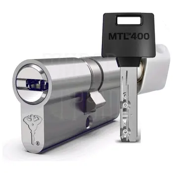 Цилиндровый механизм ключ-вертушка Mul-T-Lock (Светофор) MTL400 100 mm (30+10+60) никель + флажок