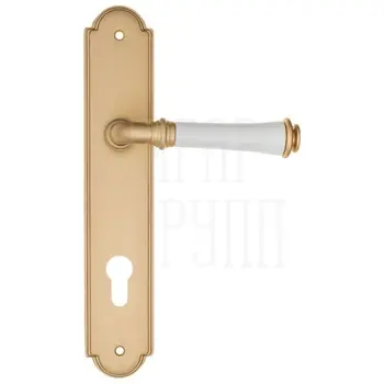 Дверная ручка Fratelli Cattini 'GRACIA CERAMICA BIANCO' на планке PL257 матовая латунь (cyl)