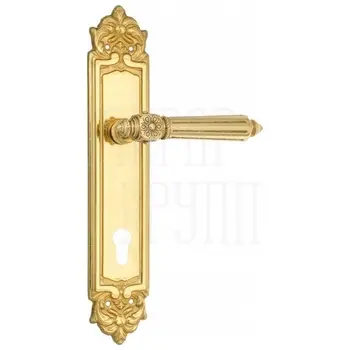 Дверная ручка Venezia 'CASTELLO' на планке PL96 полированная латунь (cyl)