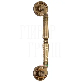 Ручка дверная скоба Extreza 'Petra' (Петра) 250 мм (205 мм) на круглых розетках R01 матовая бронза