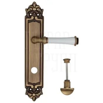 Дверная ручка Fratelli Cattini 'GRACIA CERAMICA BIANCO' на планке PL96 матовая бронза (wc-2)