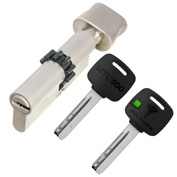 Цилиндровый механизм ключ-вертушка Mul-T-Lock (Светофор) MTL300 81 mm (26+10+45) никель + шестерня