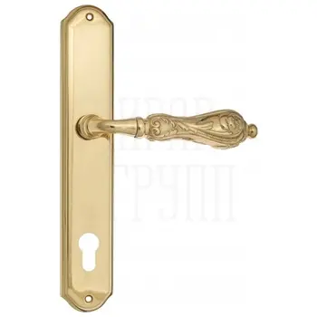 Дверная ручка Venezia 'MONTE CRISTO' на планке PL02 полированная латунь (cyl)