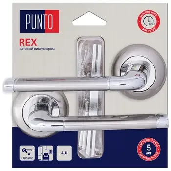 Дверная ручка Punto (Пунто) на круглой розетке "REX" HD