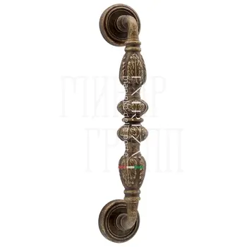 Ручка дверная скоба Extreza 'Tesla' (Тесла) 300 мм (250 мм) на круглых розетках R01 античная бронза