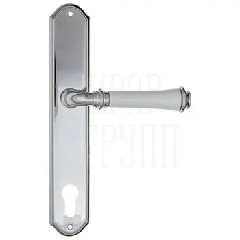 Дверная ручка Fratelli Cattini 'GRACIA CERAMICA BIANCO' на планке PL02 полированный хром (cyl)