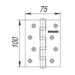 Петля универсальная Fuaro (Фуаро) 4BB/BL 100x75x2.5 БЛИСТЕР, схема