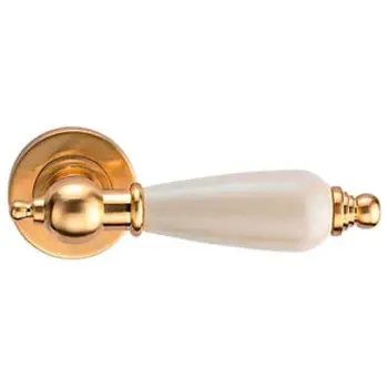 Дверные ручки на розетке Archie Genesis 'Redondo' (20G) матовое золото / керамика слоновая кость