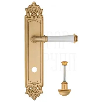 Дверная ручка Fratelli Cattini 'GRACIA CERAMICA BIANCO' на планке PL96 матовая латунь (wc-2)