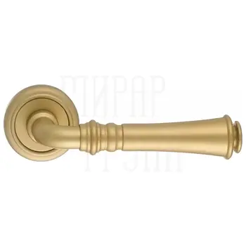 Дверная ручка Extreza 'CANNA' (Канна) 327 на круглой розетке R01 матовая латунь