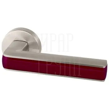 Дверная ручка Armadillo на круглой розетке 'CUBE' URB3 матовый никель + боордовый