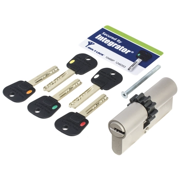 Цилиндровый механизм ключ-ключ Mul-T-Lock (Светофор) Integrator 91 mm (26+10+55) никель + шестерня