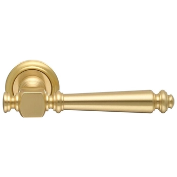 Дверная ручка Extreza 'Veronika' (Вероника) 325 на круглой розетке R01 матовая латунь + латунь