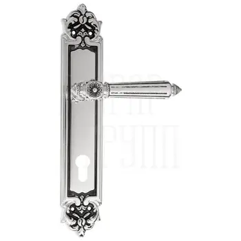 Дверная ручка Venezia 'CASTELLO' на планке PL96 натуральное серебро (cyl)