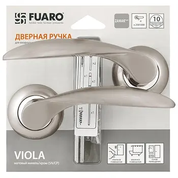 Дверная ручка на круглой розетке Fuaro (Фуаро) 'VIOLA' TL матовый никель + хром