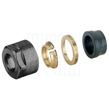 Переходник Brass 'Wood' для металлопласт. трубы на 2*16 мм антрацит