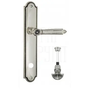 Дверная ручка Venezia 'CASTELLO' на планке PL98 натуральное серебро + черный (wc-4)