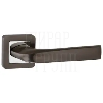 Дверная ручка Punto (Пунто) на квадратной розетке 'SATURN' QR хром + графит