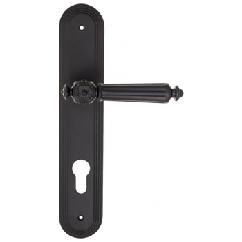 Дверная ручка Fratelli Cattini 'TORCELLO' на планке PL288 матовый черный (cyl)
