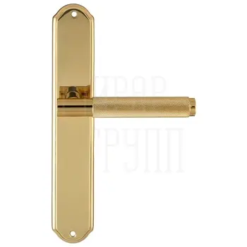 Дверная ручка Extreza 'TUBA' (Туба) 126 на планке PL01 полированная латунь (key)