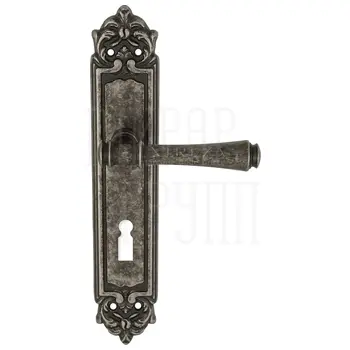 Дверная ручка Extreza 'PIERO' (Пиеро) 326 на планке PL02 античное серебро (cab) (KEY)