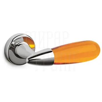 Дверные ручки на розетке Olivari Aurora хром/оранж.стекло