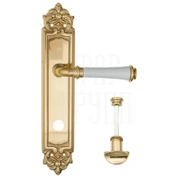 Дверная ручка Fratelli Cattini 'GRACIA CERAMICA BIANCO' на планке PL96 полированная латунь (wc-2)