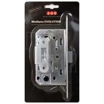 Защелка тихая AGB Mediana Evolution под завертку с отв. плакой + крепеж (BOX) полированный хром
