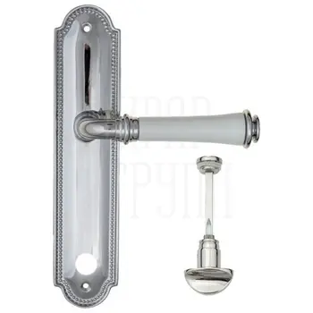 Дверная ручка Fratelli Cattini 'GRACIA CERAMICA BIANCO' на планке PL248 полированный хром (wc-2)