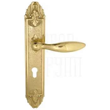 Дверная ручка Venezia 'MAGGIORE' на планке PL90 полированная латунь (cyl)