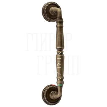 Ручка дверная скоба Extreza 'Petra' (Петра) 250 мм (205 мм) на круглых розетках R02 матовая бронза