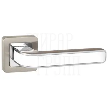 Дверная ручка Punto (Пунто) на квадратной розетке 'NOVA' QR матовый никель + белый