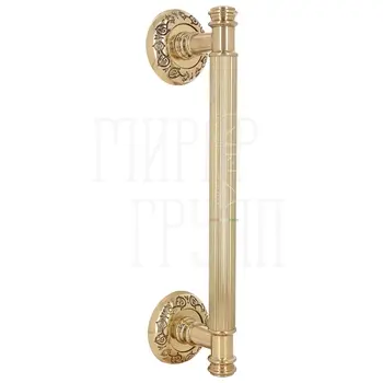 Ручка дверная скоба Extreza 'Benito' (Бенито) 275 мм (225 мм) на круглых розетках R04 полированная латунь