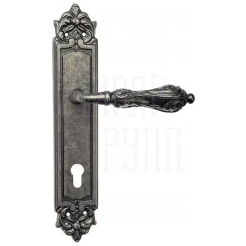 Дверная ручка Venezia 'MONTE CRISTO' на планке PL96 античное серебро (cyl)