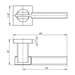 Дверная ручка Armadillo на квадратной розетке "TRINITY" SQ005, схема