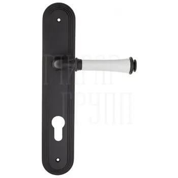 Дверная ручка Fratelli Cattini 'GRACIA CERAMICA BIANCO' на планке PL288 матовый черный (cyl)