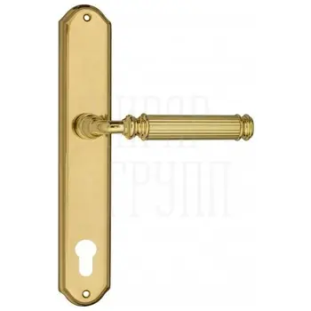 Дверная ручка Venezia 'MOSCA' на планке PL02 полированная латунь (cyl)